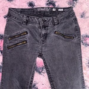 RARE Vintage Miss Me Women's Gray Skinny Jeans with Zipper Accents ~ Size 28